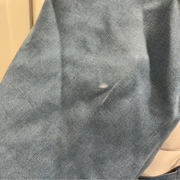 LOFT Chambray Wrap Top Short Flutter Sleeve V Neck Lyocell Blouse Small - Picture 3 of 8